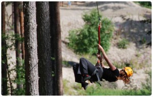 Zipline på Zorbcenter
